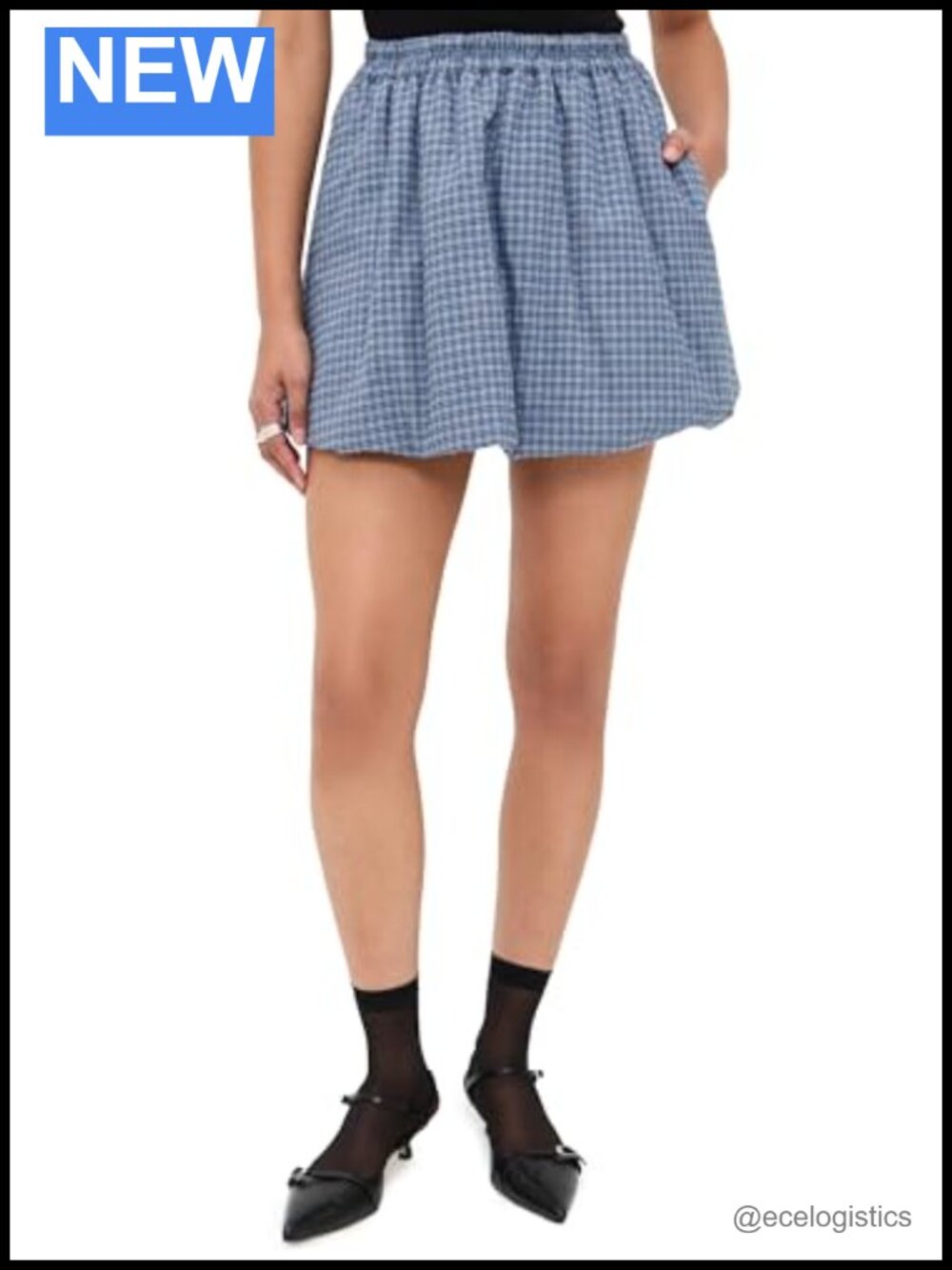 Organic Cotton Flannel Mini Bubble Skirt High Rise Elastic Waist